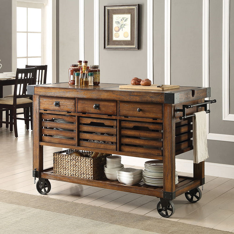 Kaif - Kitchen Cart - Distressed Chestnut