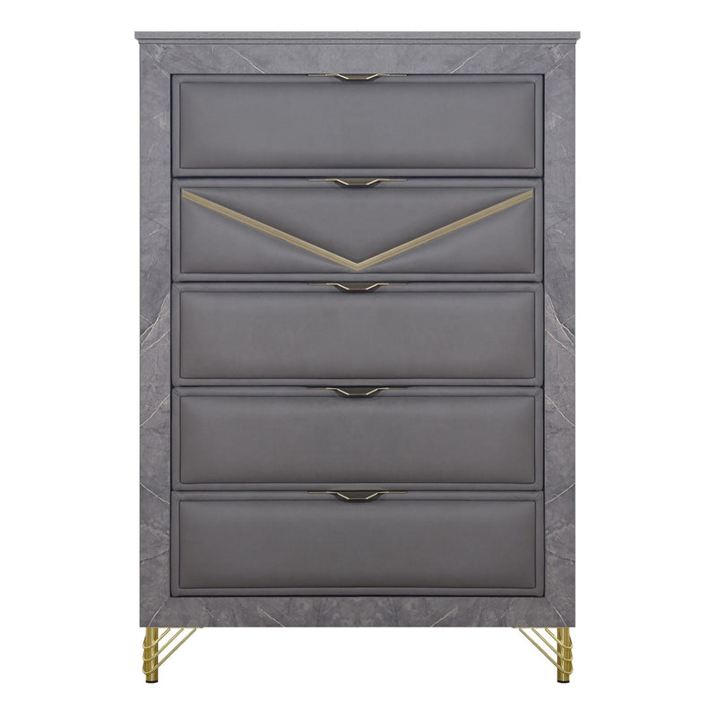 Symmetry - 5 Drawer Chest - Charcoal