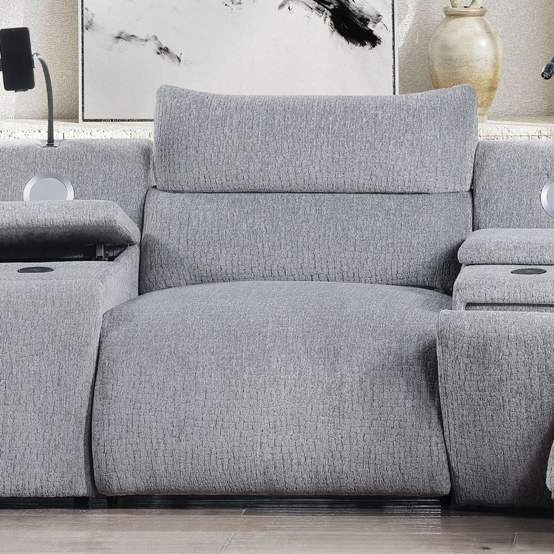 Fullar - Modular Power Motion Armless Recliner - Light Gray Chenille
