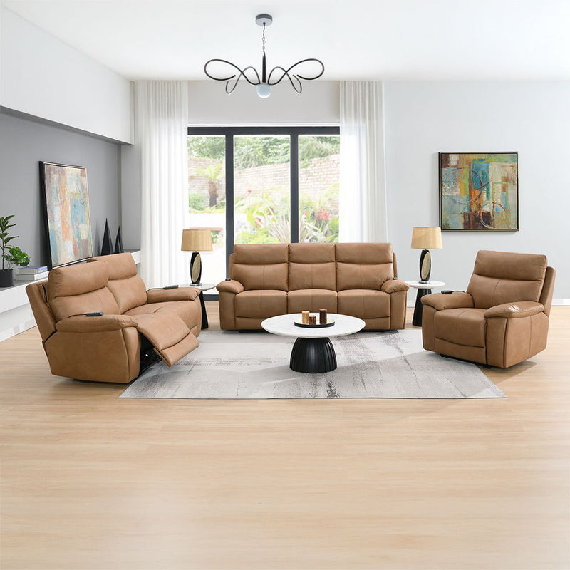 Chavis - Power Motion Loveseat With USB & Power Headrest - Brown