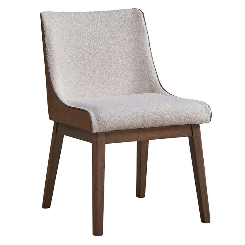 Ginny - Side Chair (Set of 2) - White Boucle, Brown Velvet & Walnut