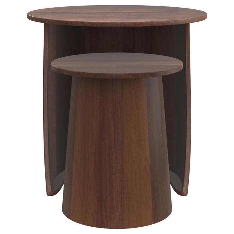 Yency - 2 Piece Round - Mango Wood Nesting Table Set - Dark Brown