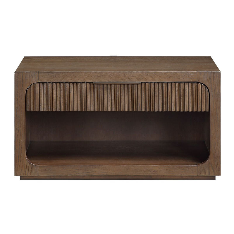 Leanna - Nightstand With Wood Top - Brown Oak