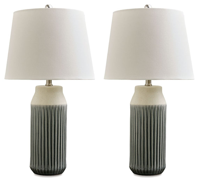 Afener - Ceramic Table Lamp (Set of 2) - Blue / Beige