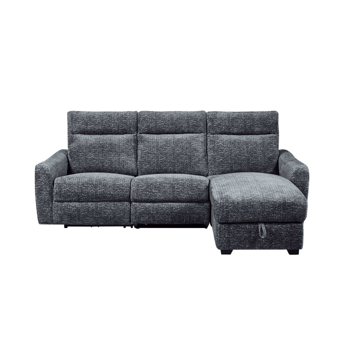 Storage Chaise L-Shape Sectional w/ Single Power Zero Gravity Recliner + USB