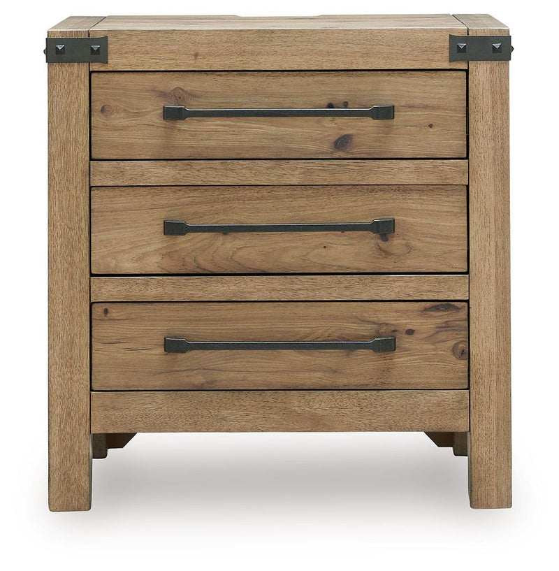 Ridgester - Three Drawer Night Stand - Light Brown