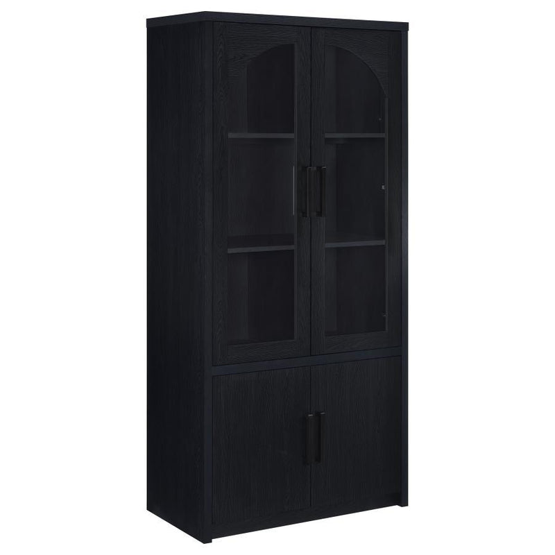 Riva - 4-Door Tall Accent Display Cabinet LED Lighting - Black
