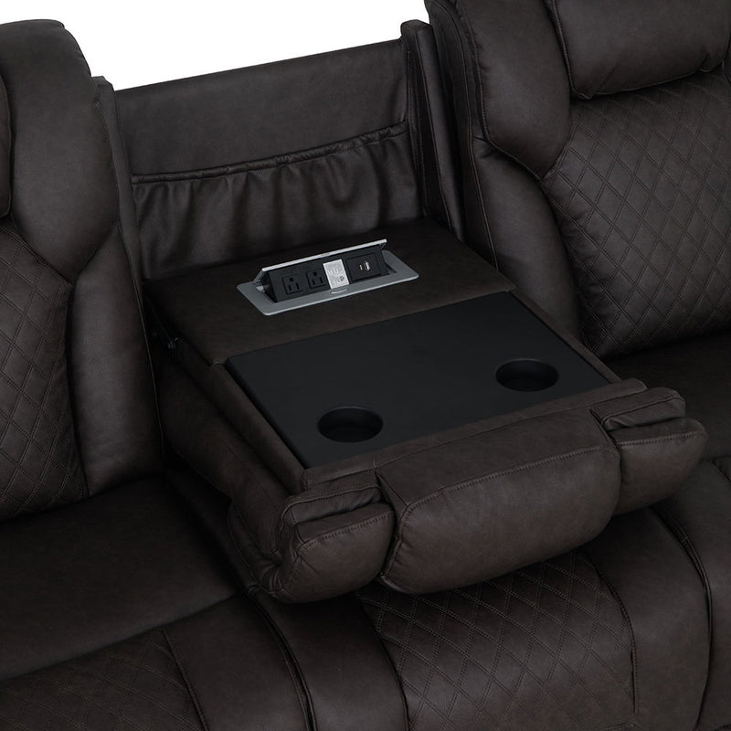 Wendell - Power Motion Sofa With Dropdown Table, Storage, USB & LED - Dark Gray