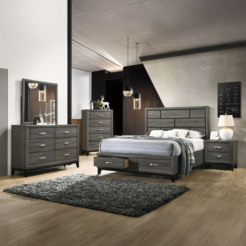 Valdemar - Eastern King Bed With Storage - Weathered Gray