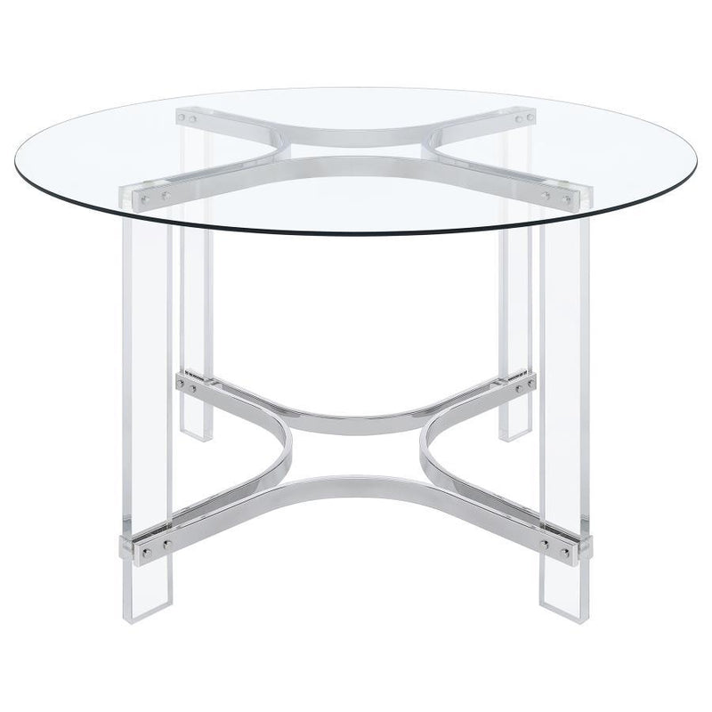 Keeling - Round Glass Top Acrylic Dining Table - Chrome
