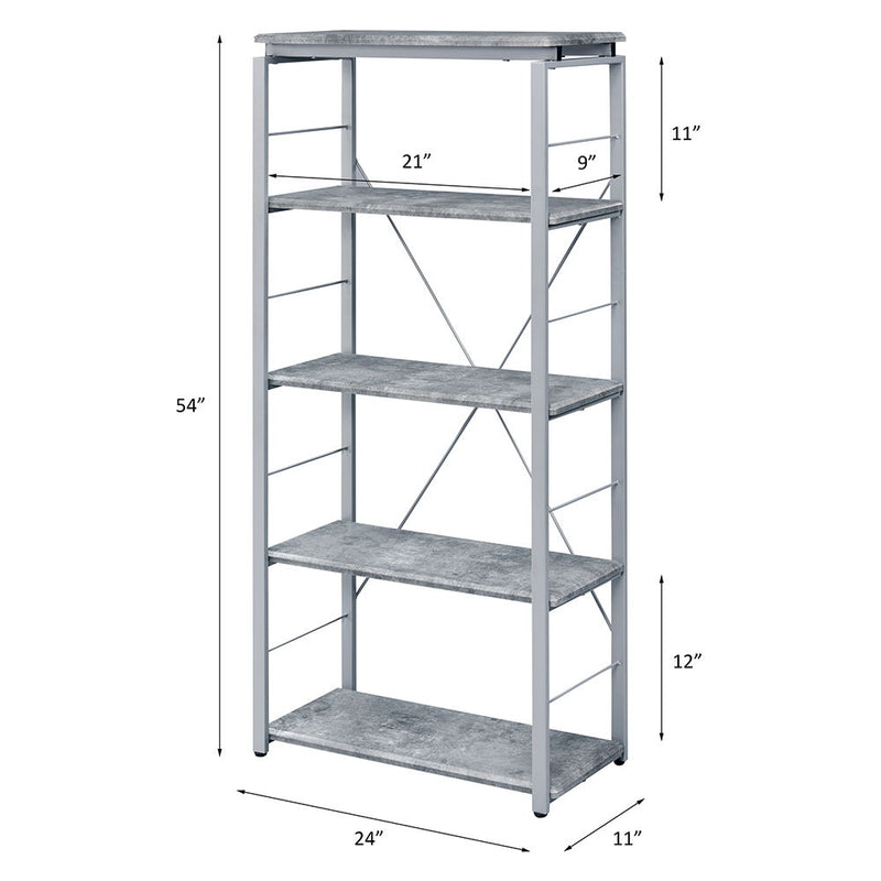 Jurgen - Bookshelf - Faux Concrete & Silver