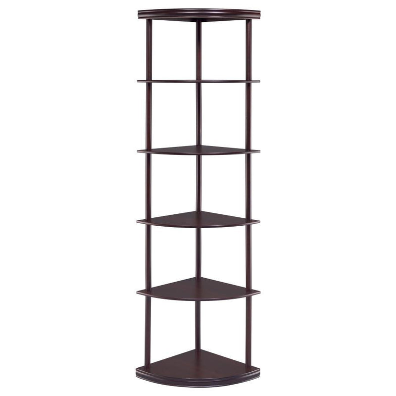 Bonwick - Wood 5-Shelf Corner Bookshelf - Cappuccino