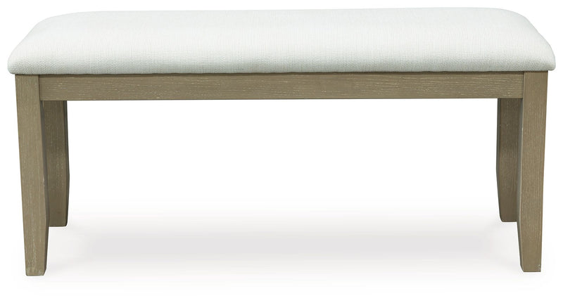 Calmoro - Large Upholstered Dining Room Bench - Off White / Gray