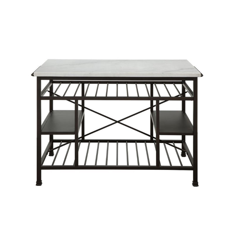 Lanzo - Kitchen Island - Marble Top & Gunmetal