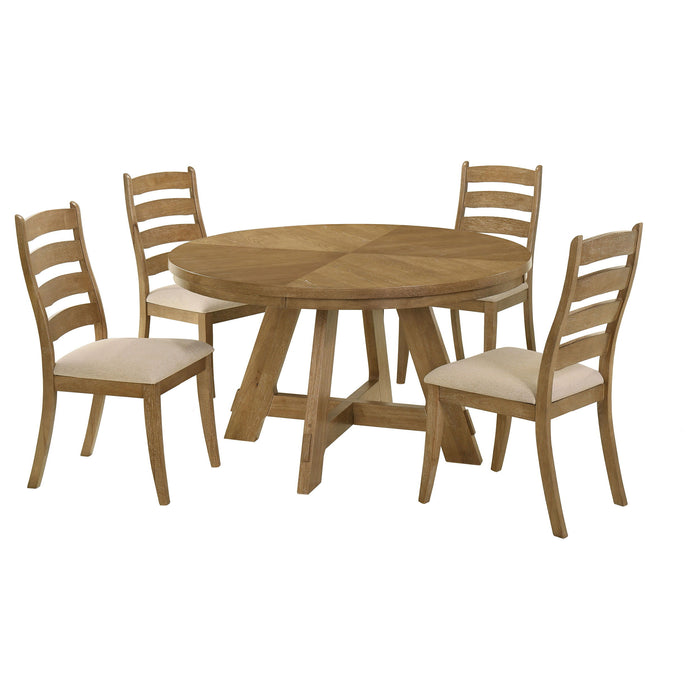 Danvers - 5 Piece Dining Table Set - Brown Oak And Beige