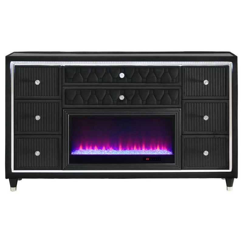 Lorient - 8-Drawer LED Bedroom Flame Box Dresser