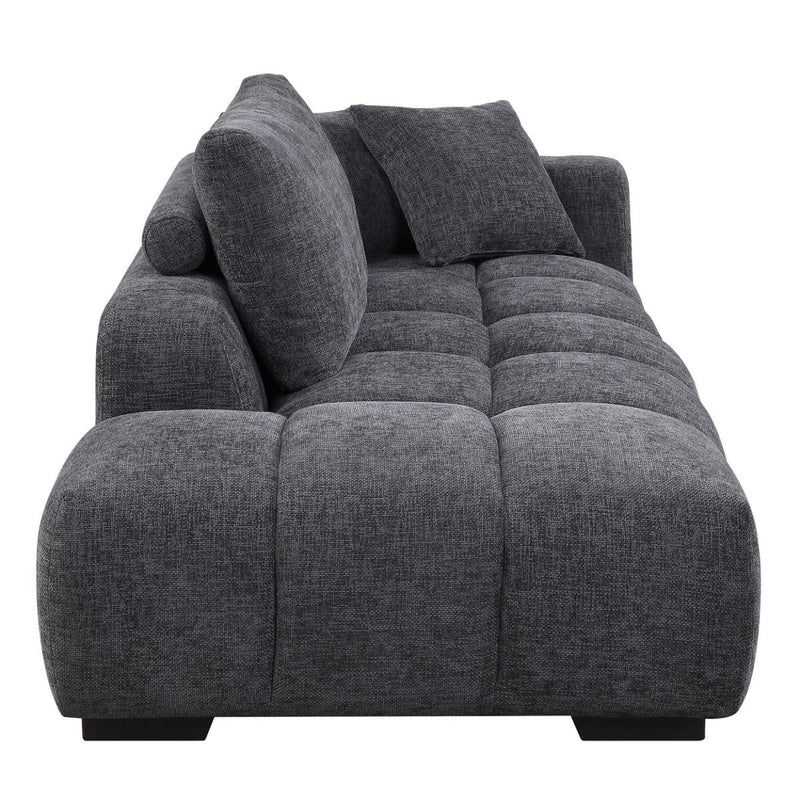 Chosen - Sectional Sofa With 6 Pillows - Gray Chenille